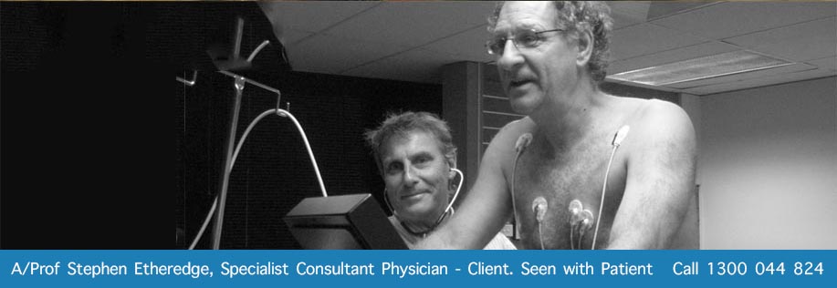A/Prof Stephen Etheredge, Consultant Vascular Surgeon, Client. Seen with Patient